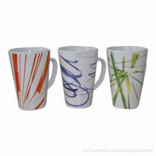 16oz Ceramic V-Shape Mug with Delicate Decal, Available in Various Designs